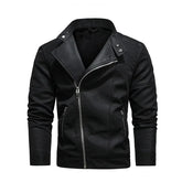 Men's Military Leather Jacket – Winter Fleece Zipper Motorcycle Coat (Slim Fit) - Himpall